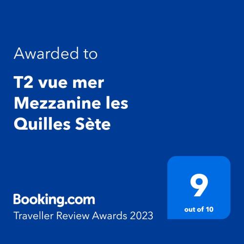 une capture d'écran d'un téléphone portable avec le texte mis à niveau pour nous membrane moins dans l'établissement T2 vue mer Mezzanine les Quilles Sète, à Sète