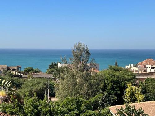 a view of the ocean with houses and trees at Résidence Marie France MENDY in Toubab Dialaw
