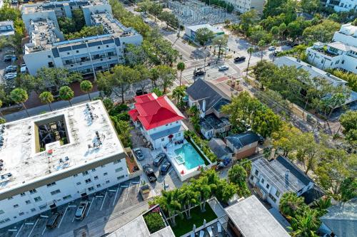 an aerial view of a city with a pool at Prestige Collection, Hotel Boutique in St. Petersburg