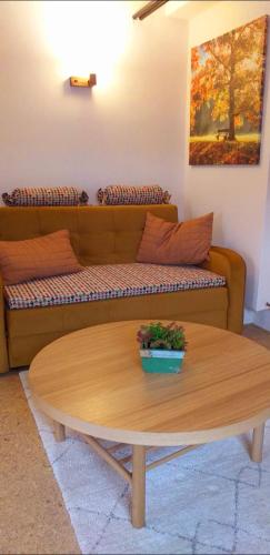 a living room with a couch and a coffee table at Alter Werkstatt in Jünkerath