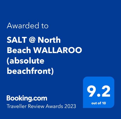 a screenshot of a cell phone with the text upgraded to salt o north beach walk at SALT @ North Beach WALLAROO (absolute beachfront) in Wallaroo