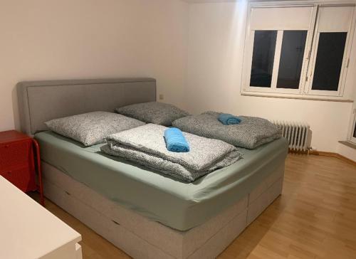 een bed in een kamer met twee kussens erop bij L8 Street - Monteurwohnung - Zähringerstr in Karlsruhe