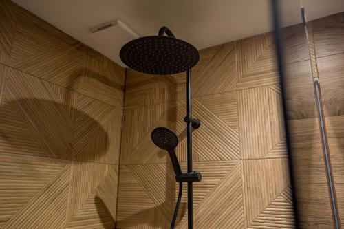a room with two microphones on a wall at Luxe Studio Liemers in Lelystad