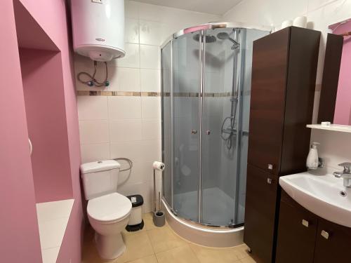 Ванная комната в Hospoda-Ferienhaus am Olba-See