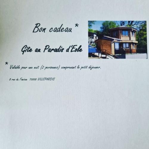 a envelope with a picture of a house at Gite chalet Au Paradis d Eole in Villeparois