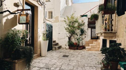 an alley with potted plants and a building at CASA NAUTILO - Porta Vecchia in Monopoli