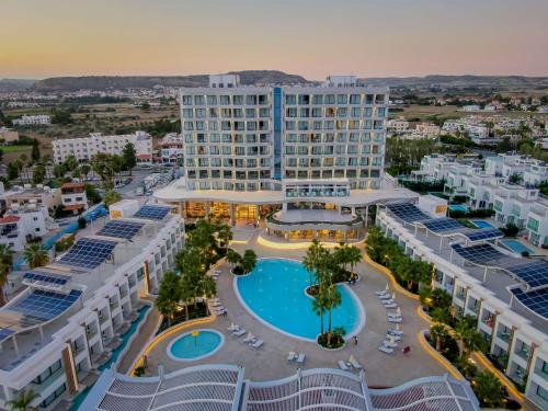 an aerial view of the hotel and the resort at Radisson Beach Resort Larnaca in Larnaca