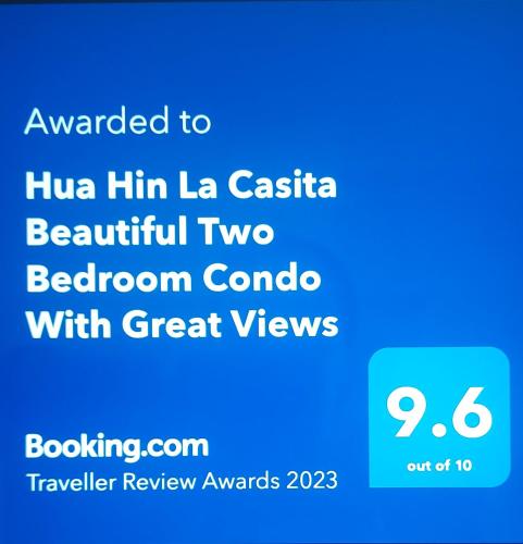 a screenshot of a cell phone with the text upgraded to hilo him la castle at Hua Hin La Casita Beautiful Two Bedroom Condo With Great Views in Hua Hin