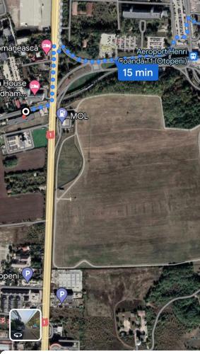 a map of a field with a road at Welcome to Bucharest Airport Residences & Therme-SELF CHECK-IN in Otopeni