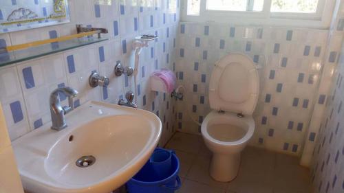 a bathroom with a sink and a toilet at Bono Nibash Hill Resort in Bāndarban