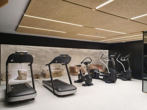 a gym with exercise bikes on display in a room at Hotel Palacio La Marquesa 4 Estrellas SUP in Teruel