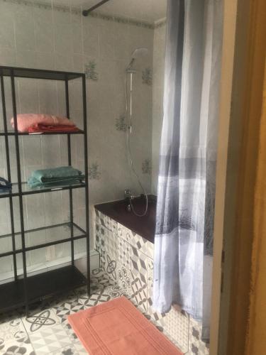 een badkamer met een douche en een bad bij VERONIQUE 58 ANNAY in Annay