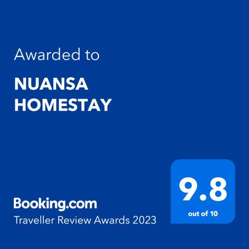 a screenshot of a phone with the text awarded to nannasha homesay at NUANSA HOMESTAY Authentic&Hospitality in Rantepao