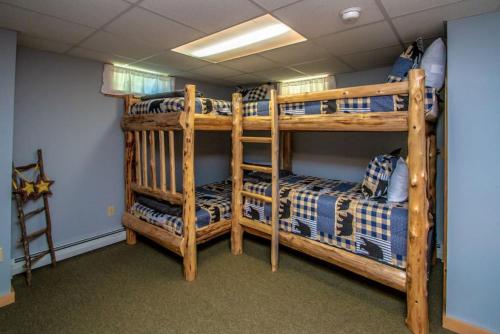 a room with two bunk beds and a ladder at The Hive at Blue Spruce Lodge White Mnts View in Brownfield