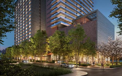 a rendering of a tall building with trees in front at Hotel Fasano Sao Paulo Itaim in Sao Paulo