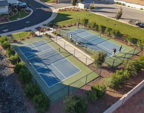 an overhead view of tennis courts in a park at Ocotillo Springs Resort 45 l Brand New Property, Private Pool, Hot Tub, & Community Pool in Santa Clara