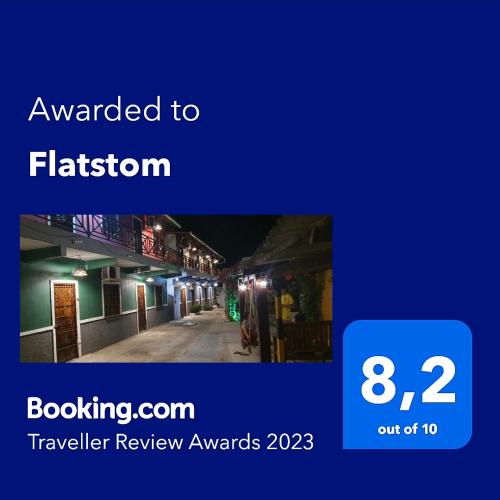 a sign that reads awarded to a fashion traveller review awards at Flatstom in Parnaíba