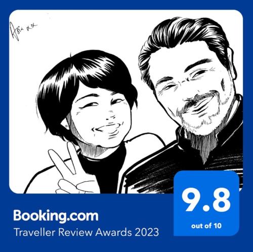 a drawing of a man and a woman at Guesthouse KYOTO COMPASS in Kyoto