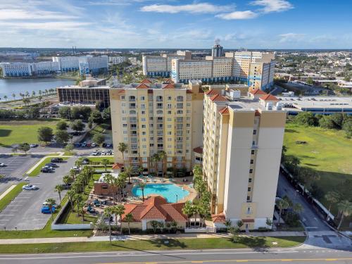 an aerial view of a resort with a pool at The Point, Lux Apartment 4 min from Universal in Orlando