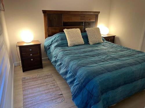 a bedroom with a large bed with two night stands at Depto nuevo en Santiago in Santiago