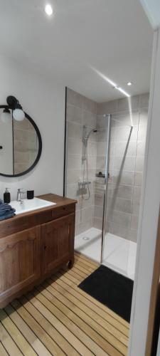 a bathroom with a shower and a sink at Domaine du Parc 