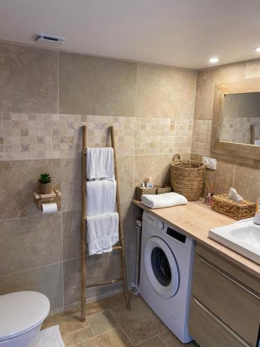 Bilik mandi di Tiny housse la Poitevinière