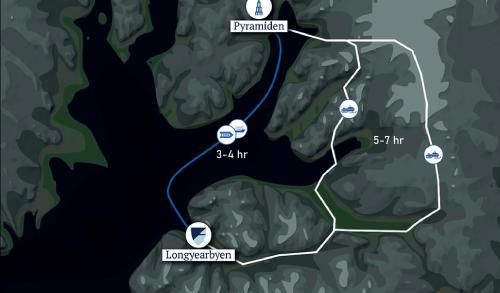 a map of the hike in the cave at Hotel Pyramiden in Pyramiden