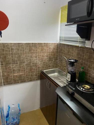 a kitchen with a sink and a counter top at Shogz Homes in Lagos