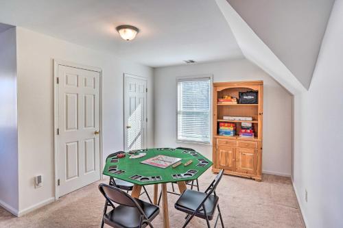 a dining room with a green table and chairs at Pet-Friendly Beacon Area Vacation Rental 6 Acres in Lagrangeville