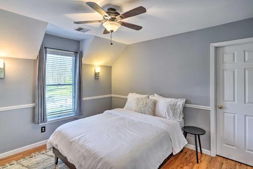 a bedroom with a bed and a ceiling fan at Pet-Friendly Beacon Area Vacation Rental 6 Acres in Lagrangeville