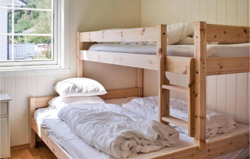two bunk beds in a room with a window at Lovely Home In na-sira With House A Mountain View in Åna-Sira