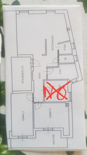 a drawing of a floor plan with a pair of scissors at Dolomitica, nuovo, fino a 6 Persone in Vols am Schlern