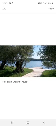 a screenshot of the beach under the house at Cozy apartman in Luka