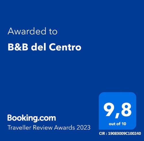 a screenshot of the bbc del centric card with the text awarded to ba at B&B del Centro in Capo dʼOrlando