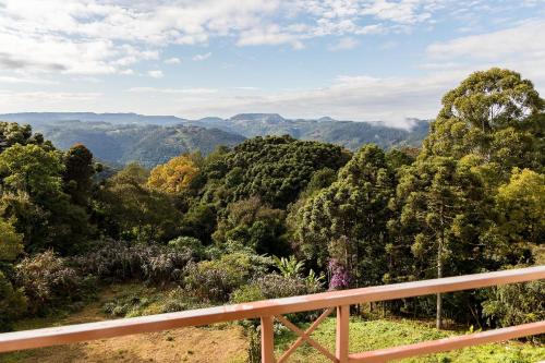 a view of a forest of trees from a balcony at Condomínio Familiar - Aptos Novos e Completos in Nova Petrópolis