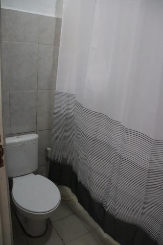 łazienka z toaletą i prysznicem w obiekcie HW. Hubers Hotel, Bar & Resto w mieście Laguboti