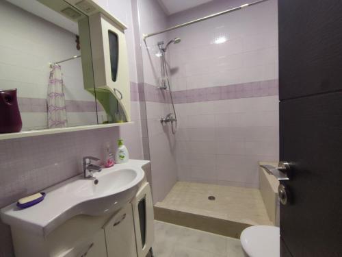 bagno con lavandino e doccia di appartement centre a Casablanca