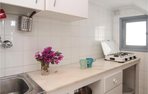 a kitchen with a sink and a vase of flowers on a counter at Stunning Home In Frigiliana With 2 Bedrooms And Wifi in Frigiliana