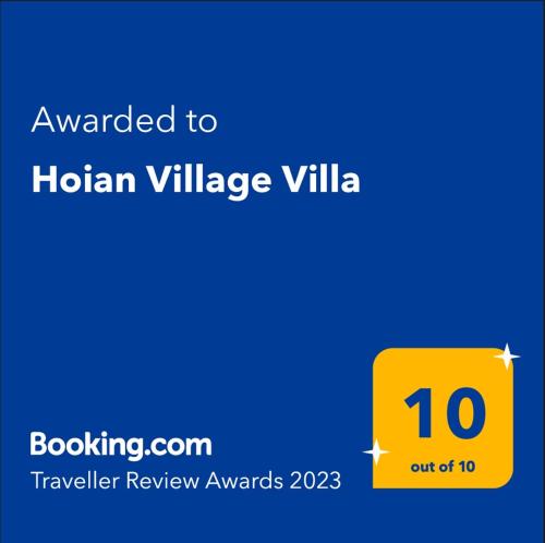 Chứng chỉ, giải thưởng, bảng hiệu hoặc các tài liệu khác trưng bày tại Hoi An Village Villa