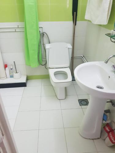 La salle de bains est pourvue de toilettes et d'un lavabo. dans l'établissement Appartement Tona, 