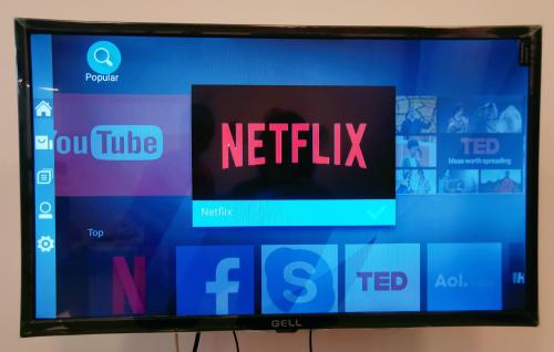 a television screen with the netflix logo on it at Legoland-Joyful Suite -2BR-8pax-Near Glen Eagle, Nice Pool city view. in Nusajaya