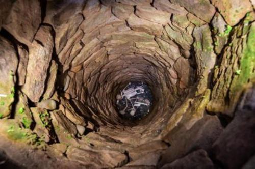 a view from the inside of a rock tunnel at The Masons Arms in Norham