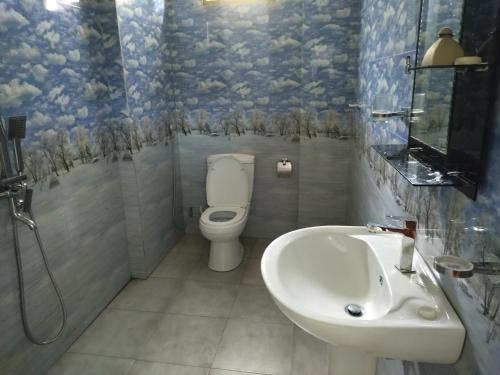 a bathroom with a toilet and a sink at Village Mango Resort Yala in Tissamaharama