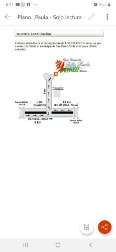 a screenshot of a cell phone screen with a diagram at CASA CAMPESTRE VILLA PAULA - Finca in Los Chancos