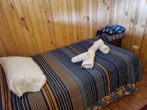 Ein Bett oder Betten in einem Zimmer der Unterkunft Aparamentos Los Notros Neltume Huilo Huilo