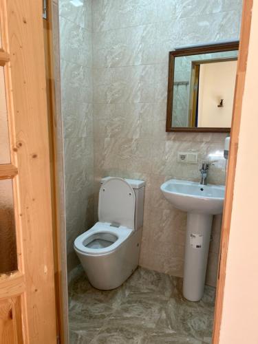 a bathroom with a toilet and a sink at Saryan Guesthouse in Goris