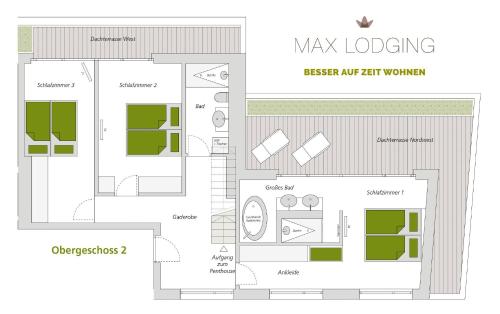 a floor plan of a building at Max Lodging Serviced Apartments in Munich