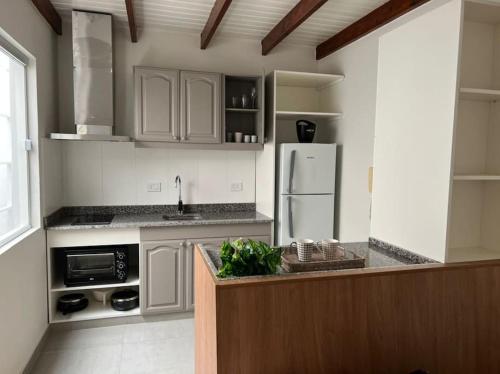 a kitchen with a sink and a refrigerator at HOME TRES ESPERANZA a 2 cuadras de peatonal in Resistencia