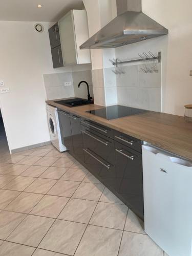 a kitchen with a sink and a stove top oven at Appartement moderne près de Toulouse in Fonsorbes