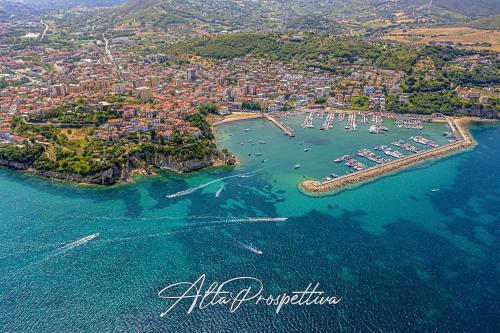an aerial view of a harbor with boats in the water at Il Buon Risveglio B&B in Agropoli